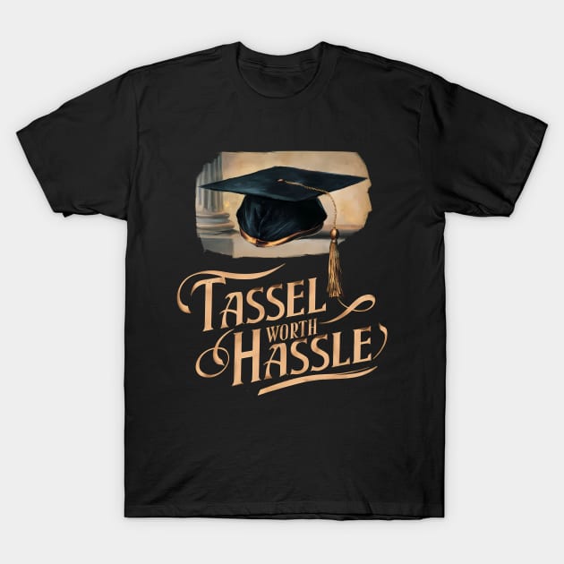 Graduation "Tassel Worth Hassle", Retro Design T-Shirt by RazorDesign234